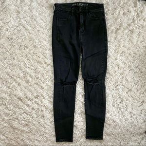 ae • black ripped jeggings • size 4 short